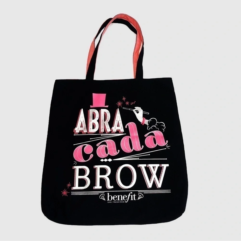 Benefit Canvas Tote Abracadabrow Black Pink Silver